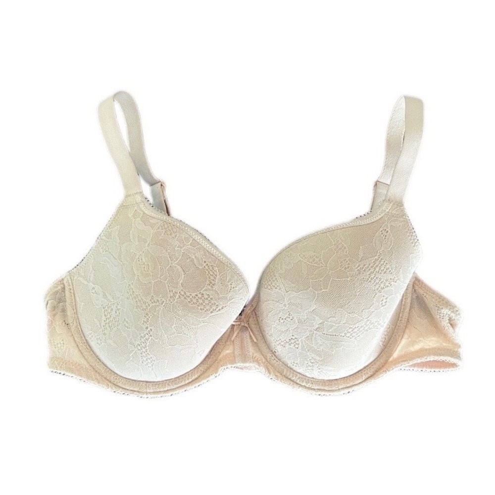 Wacoal Lace Finesse T-Shirt Bra 36C Sand Nude Floral Underwire 853201